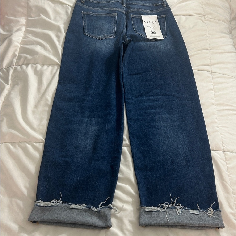 RISEN JEANS High Rise, Wide Leg, Frayed Hem Jeans - Picture 6 of 13